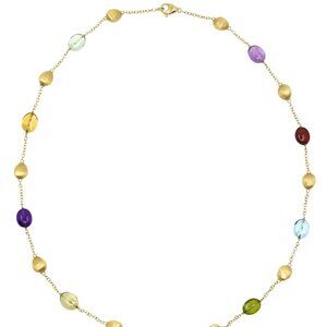 $4950 Stunning Marco Bicego Multi Gem Beads 18K Yellow Gold Necklace 18" long